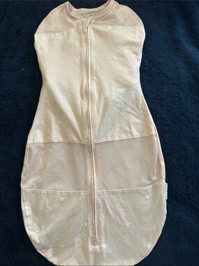 Light Pink Star-Print Baby Swaddle with Mesh Panels